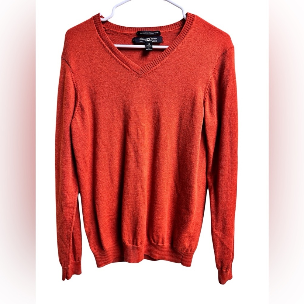 Pronto Uomo Extra Fine Merino Wool V-Neck Sweater | Rust Orange | Men’s M